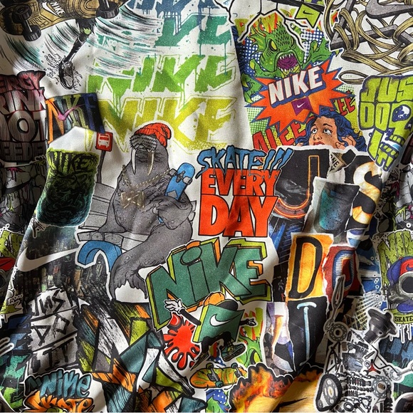 NIKE Vintage Comic Pop Art Skater Grafitti Zip Up hoodie sz L - Picture 2 of 8